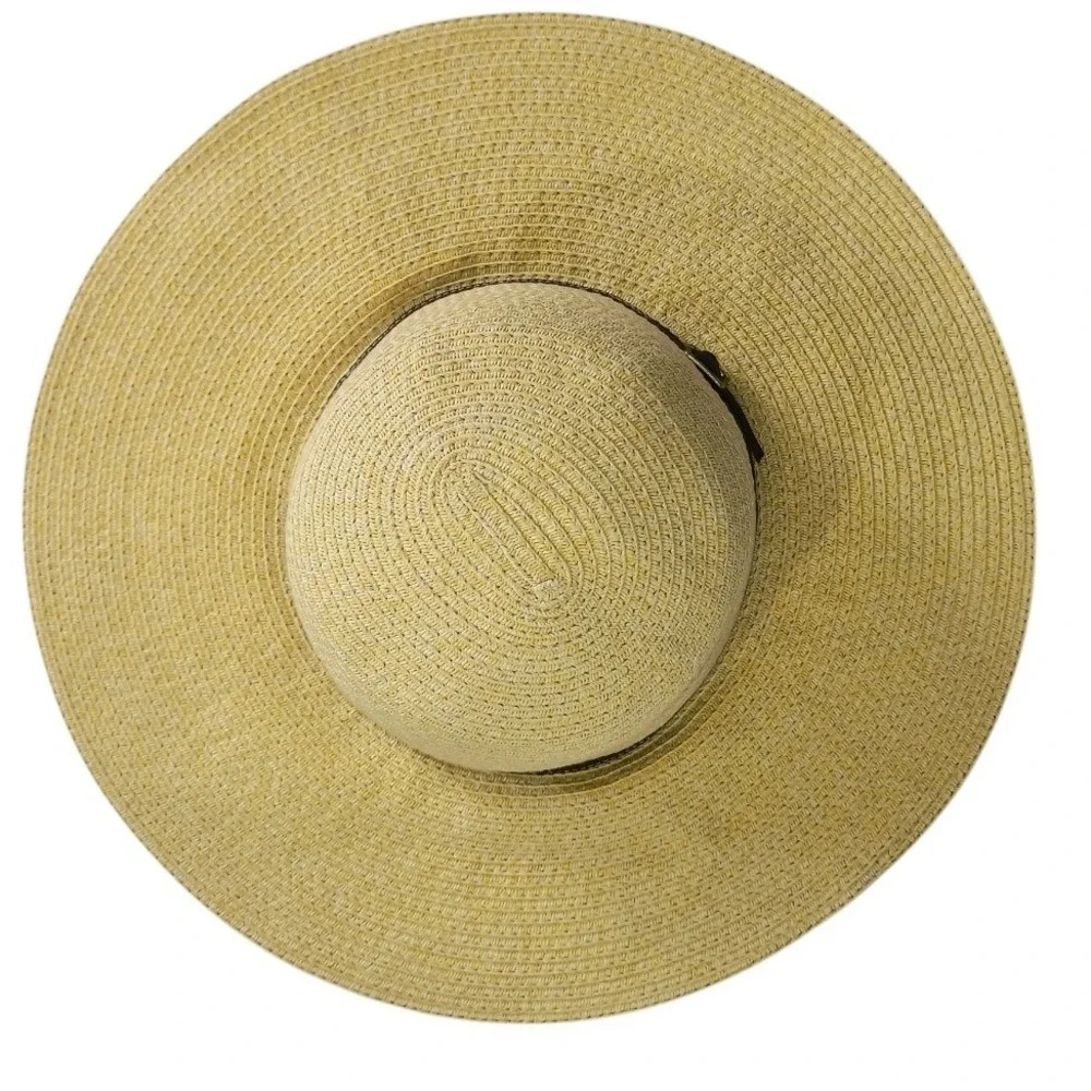 Womens‎ Wide Brim Floppy Straw Sun Hat Tan Paper Braid Buckle Band Summer Beach